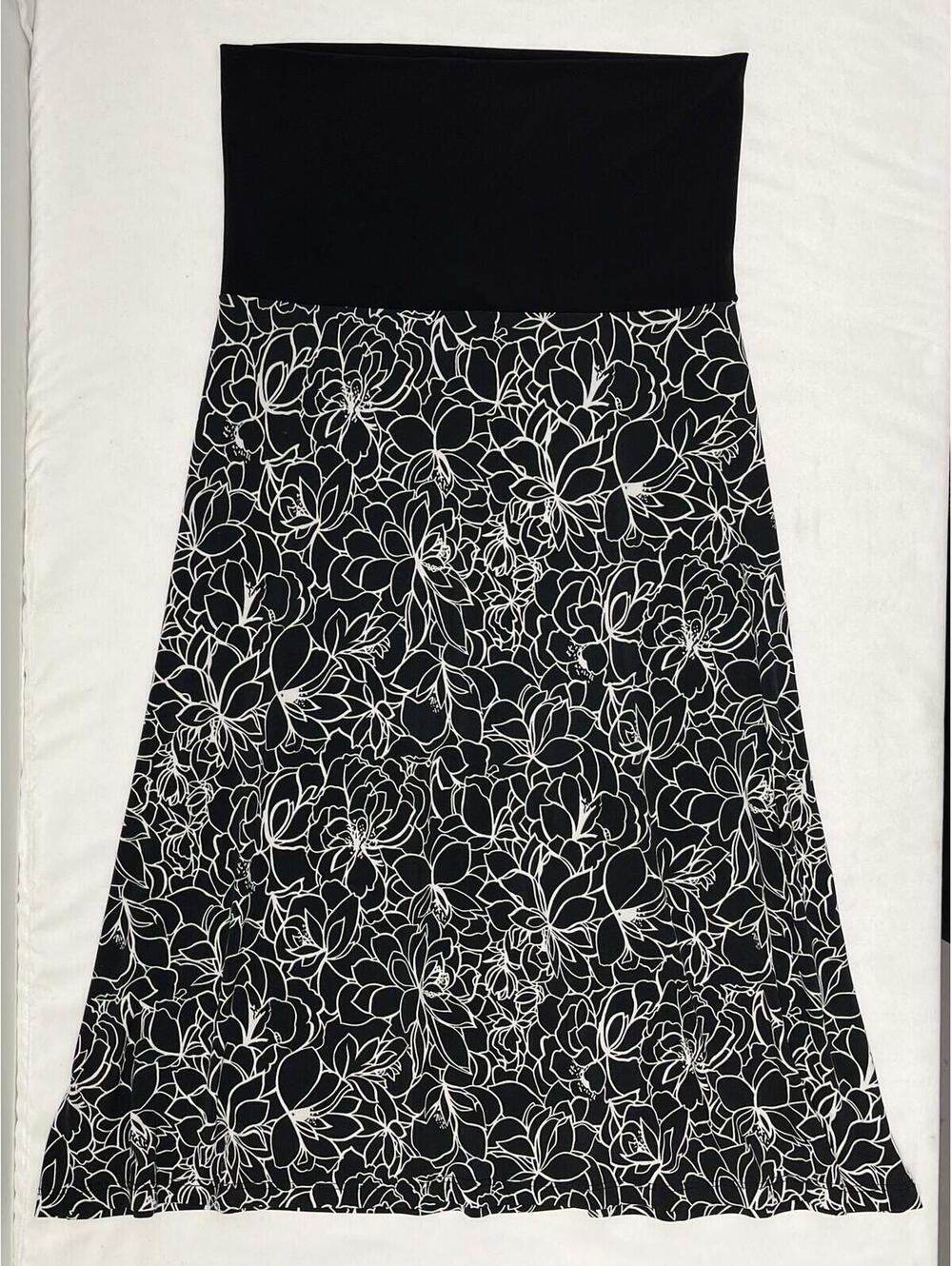Vintage Whimsygoth Floral Pattern Midi Skirt/ Dress Fold Over Waistband Sz XS